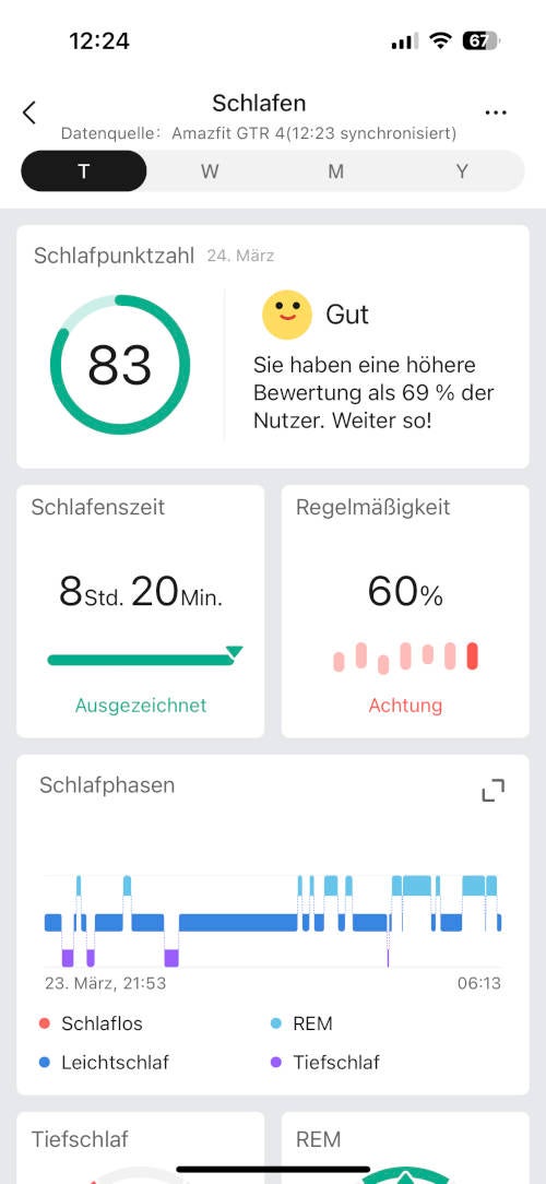 Details zu Schlaftracking-Daten.