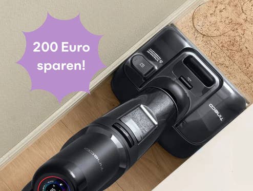 Tineco Nass- und Trockensauger der gerade benutzt wird in nahaufnahme